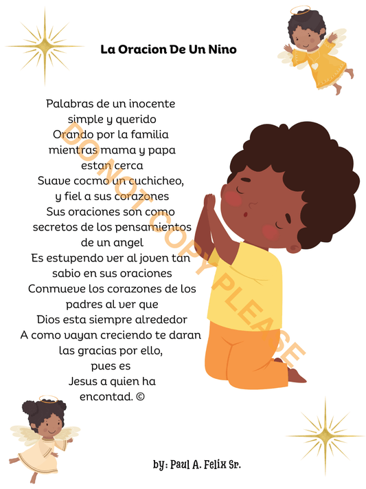 WALL ART LITTLE BOY PRAYING -SPANISH #4