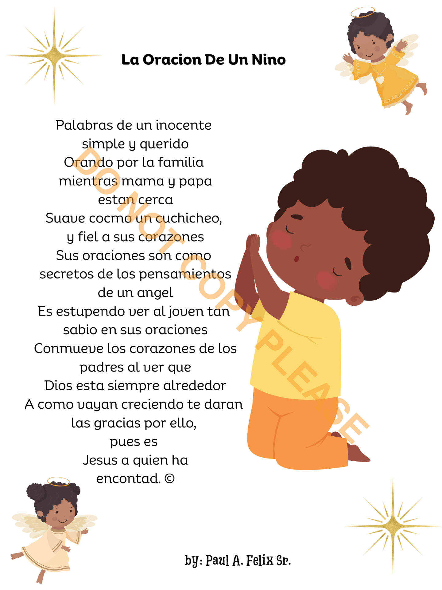 WALL ART LITTLE BOY PRAYING -SPANISH #4