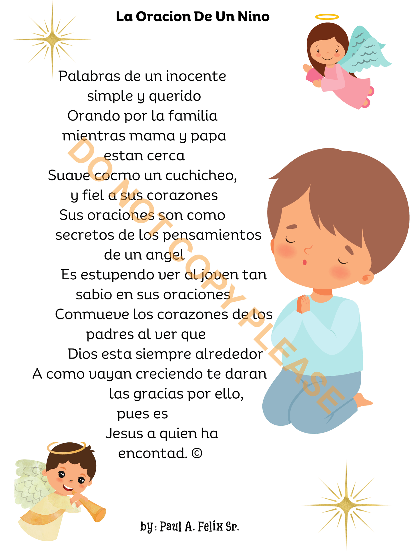 Wall Art - Spanish Child's Prayers (Lil'Boy)